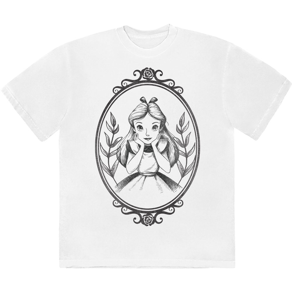 Disney - Alice In Wonderland - Alice Pose Border T-shirt Homme - Blanc